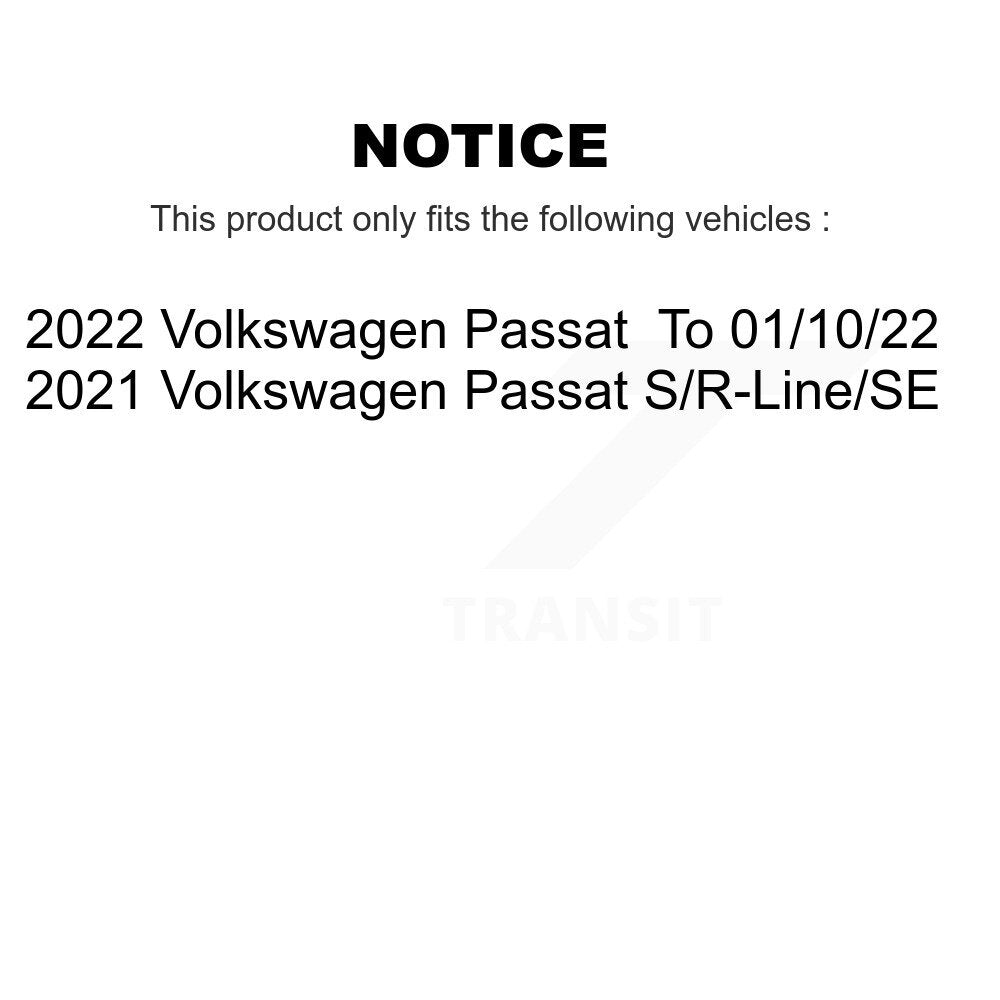 Hub Bearing Coated Brake Rotor & Pad Front Rear Kit (10Pc) For Volkswagen Passat