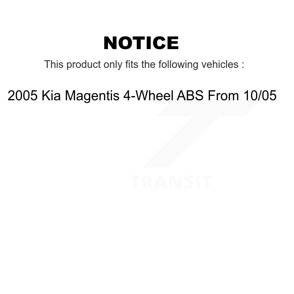 Hub Bearing Brake Rotor Pad Front Rear Kit (10Pc) For 05 Kia Magentis From 10