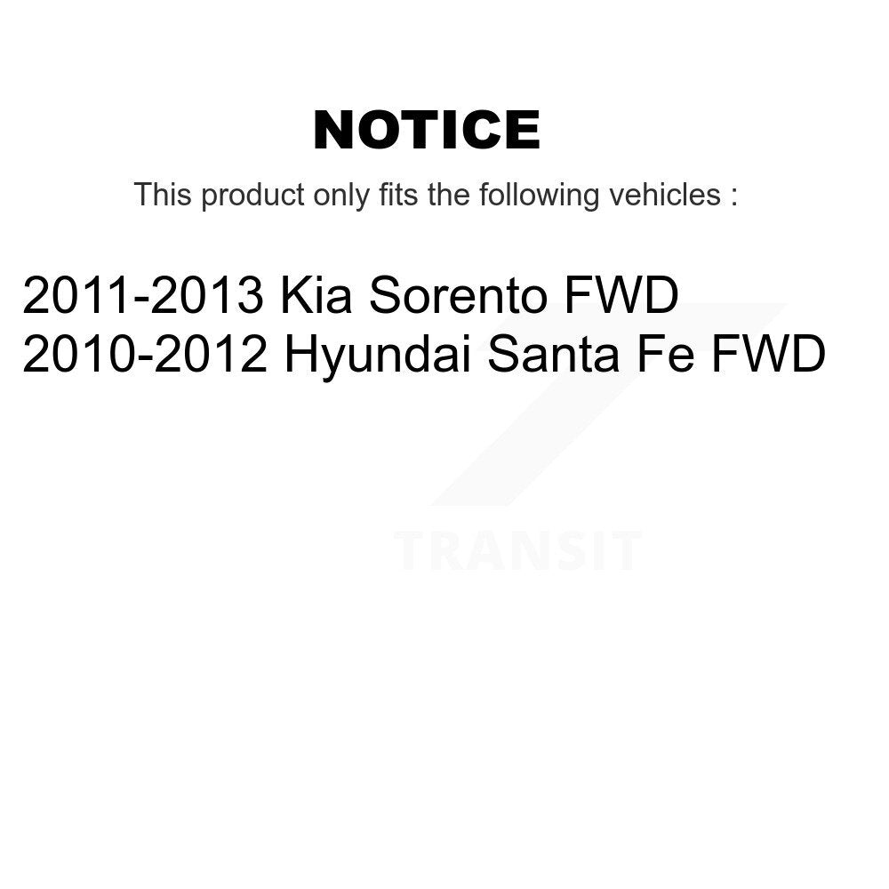 Hub Bearing Brake Rotor & Pad Front Rear Kit (10Pc) For Hyundai Santa Fe Kia FWD