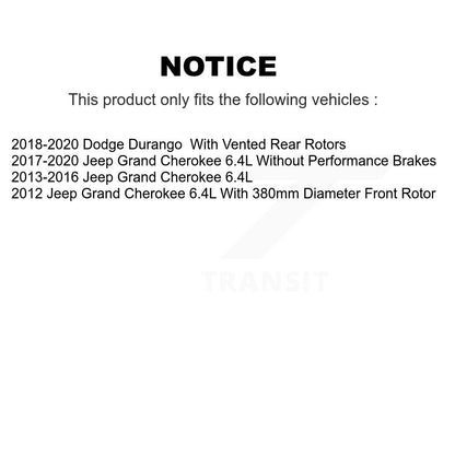 Hub Bearing Coat Brake Rotor Pad Front Kit For Jeep Grand Cherokee Dodge Durango