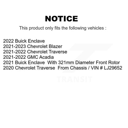 Hub Bearing Brake Rotor & Pad Front Kit For Chevrolet Traverse Blazer GMC Acadia