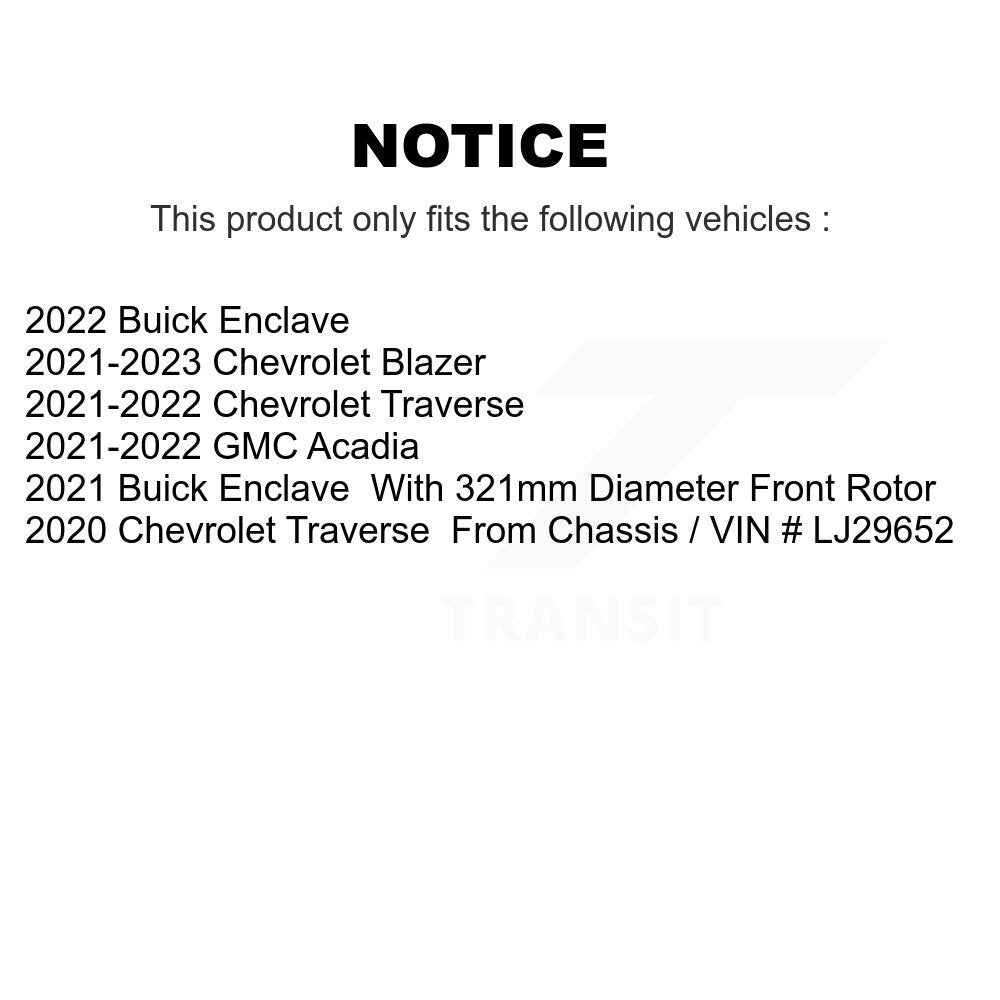 Hub Bearing Coated Brake Rotor & Pad Front Kit For Chevrolet Traverse Blazer GMC