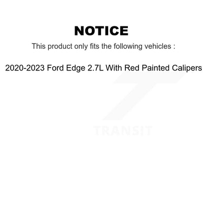 Hub Bearing Brake Rotor & Pads Front Kit For Ford Edge With Red Painted Calipers