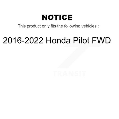 Hub Bearing Coat Brake Rotor Pad Front Rear Kit (10Pc) For 16-22 Honda Pilot FWD