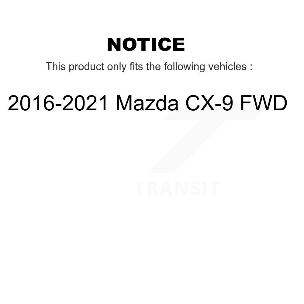 Hub Bearing Brake Rotor & Pad Front Rear Kit (10Pc) For 2016-2021 Mazda CX-9 FWD