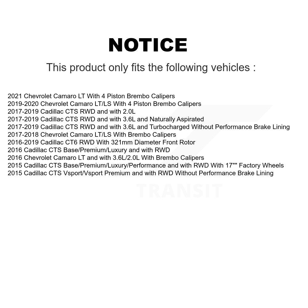 Hub Bearing Coat Brake Rotor Pad Front Kit For Chevrolet Camaro Cadillac CTS CT6