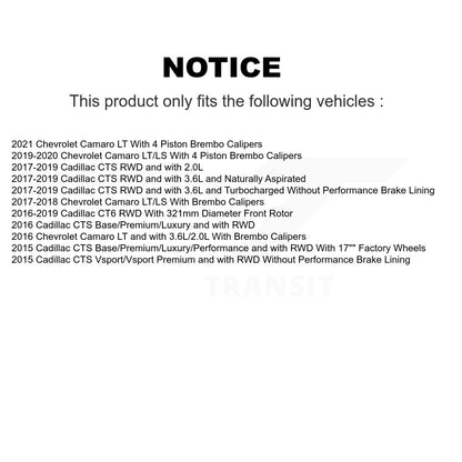 Hub Bearing Coat Brake Rotor Pad Front Kit For Chevrolet Camaro Cadillac CTS CT6