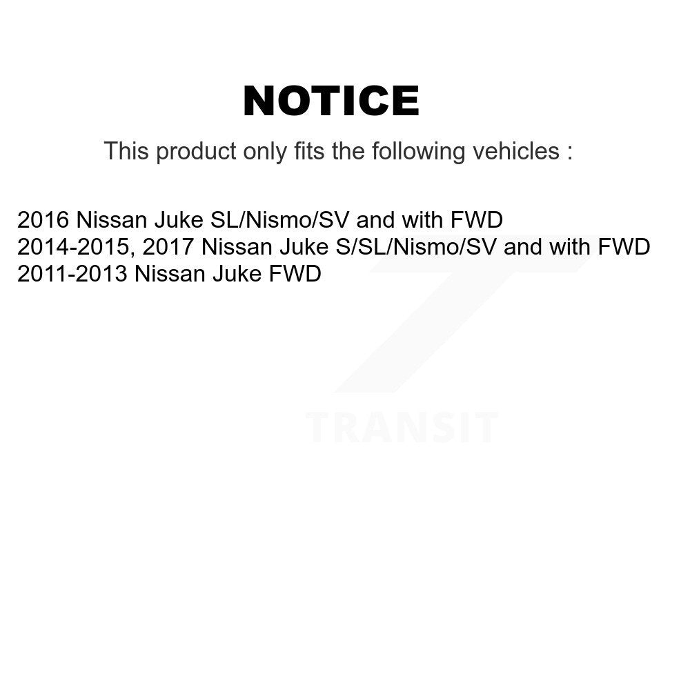 Hub Bearing Coated Disc Brake Rotor & Pads Front Rear Kit (10Pc) For Nissan Juke