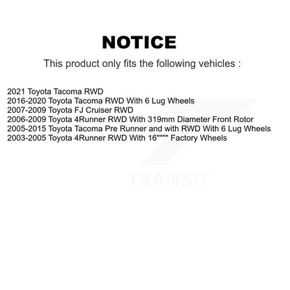 Hub Bearing Disc Brake Rotor Pads Front Kit For Toyota Tacoma 4Runner FJ Cruiser