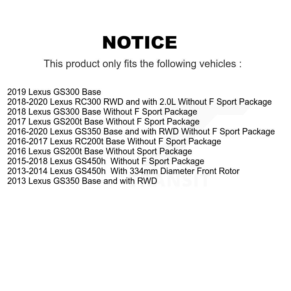 Hub Bearing Coated Brake Rotor & Pad Front Rear Kit (10Pc) For Lexus GS350 RC300