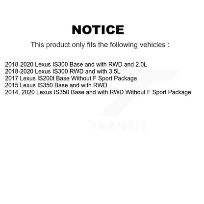 Hub Bearing Coated Brake Rotor & Pad Front Rear Kit (10Pc) For Lexus IS300 IS350