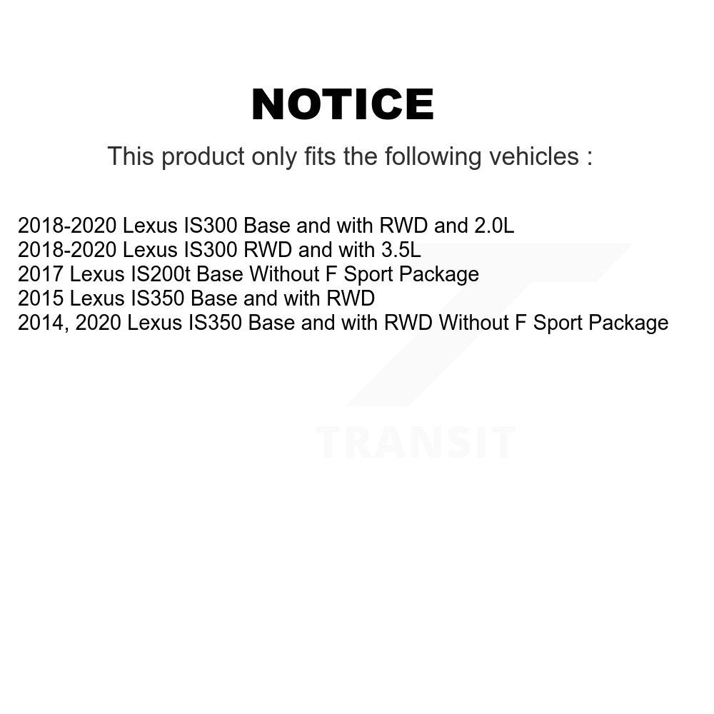 Hub Bearing Coated Brake Rotor & Pad Front Rear Kit (10Pc) For Lexus IS300 IS350
