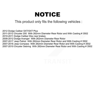 Brake Caliper Front Rear Kit For Jeep Patriot Compass Chrysler Dodge Sebring 200