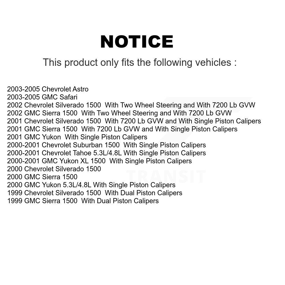 Brake Caliper Front Rear Kit For Chevrolet Silverado 1500 GMC Sierra Astro Tahoe