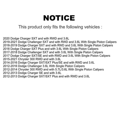 Brake Caliper (Left Right) Front Kit For Dodge Chrysler 300 Charger Challenger