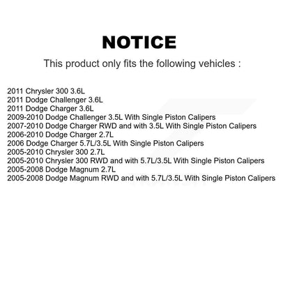 Disc Brake Caliper Front Kit For Dodge Chrysler 300 Charger Challenger Magnum