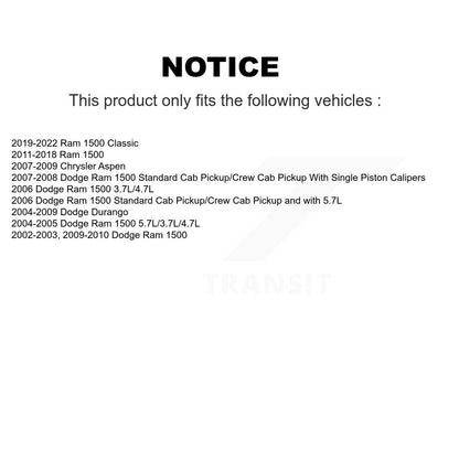 Disc Brake Caliper Rear Kit For Ram 1500 Classic Dodge Durango Chrysler Aspen