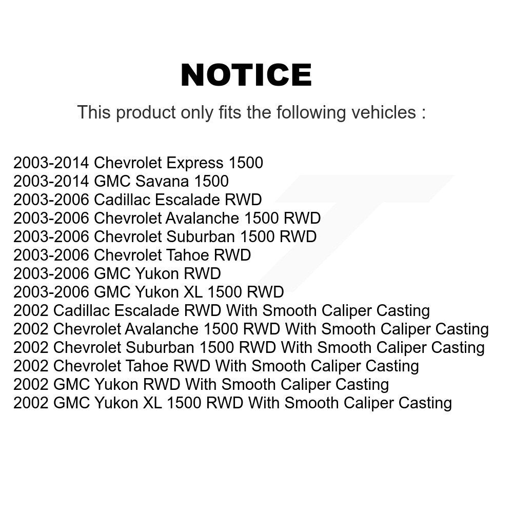 Brake Caliper Rear Kit For Chevrolet Avalanche 1500 GMC Express Yukon Tahoe XL