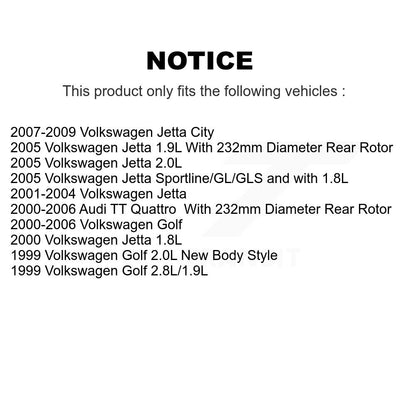 Brake Caliper Left Right Rear Kit For Volkswagen Jetta Golf City Audi TT Quattro