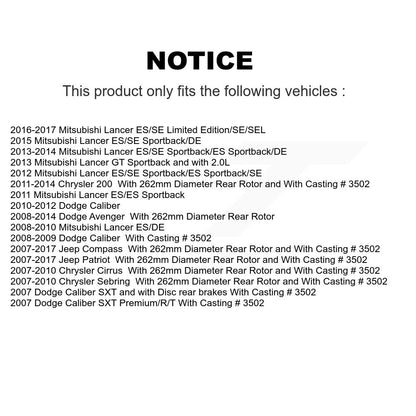 Brake Caliper Rear Kit For Jeep Mitsubishi Lancer Patriot Dodge Chrysler Compass
