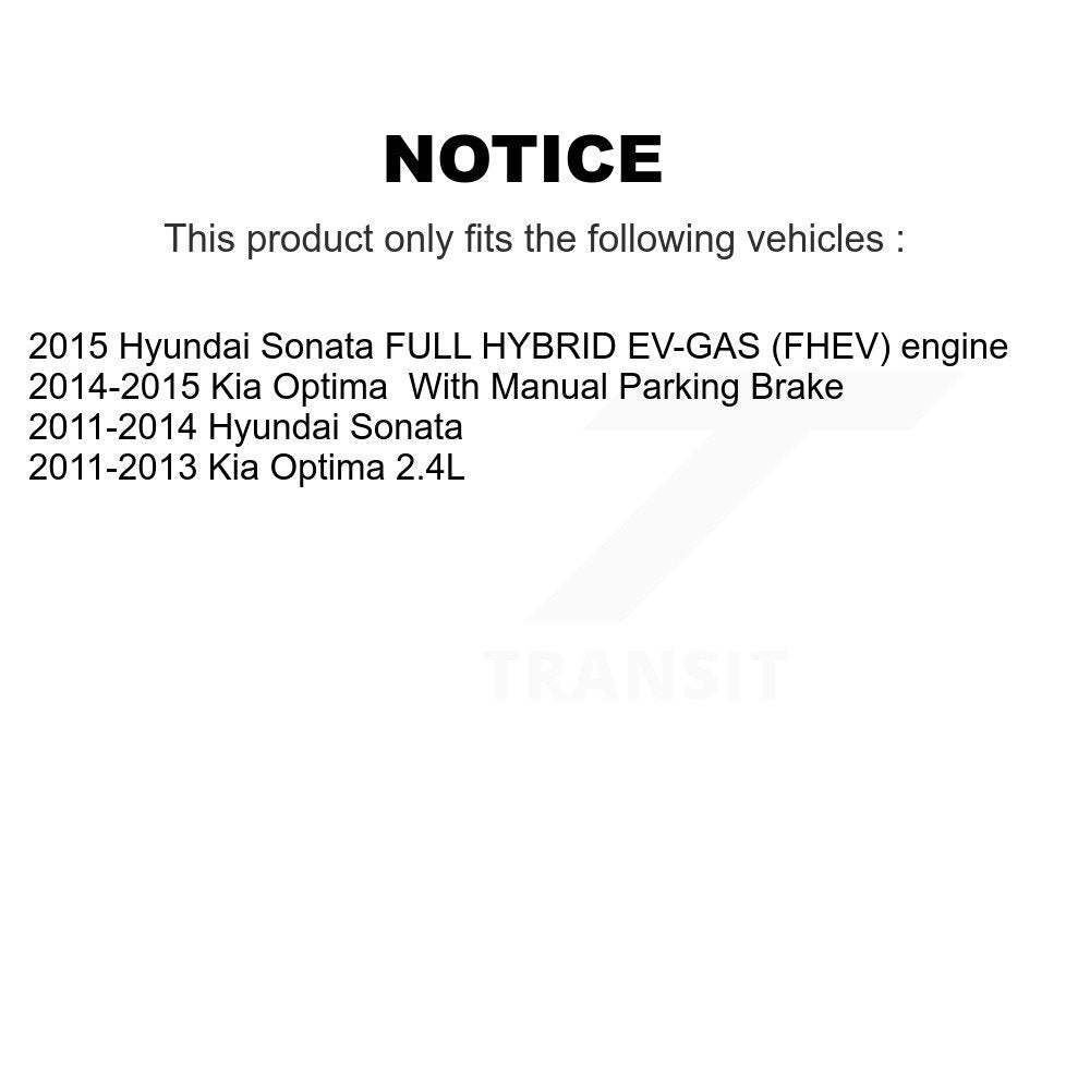 Brake Caliper Left Right Driver Passenger Rear Kit For Hyundai Sonata Kia Optima