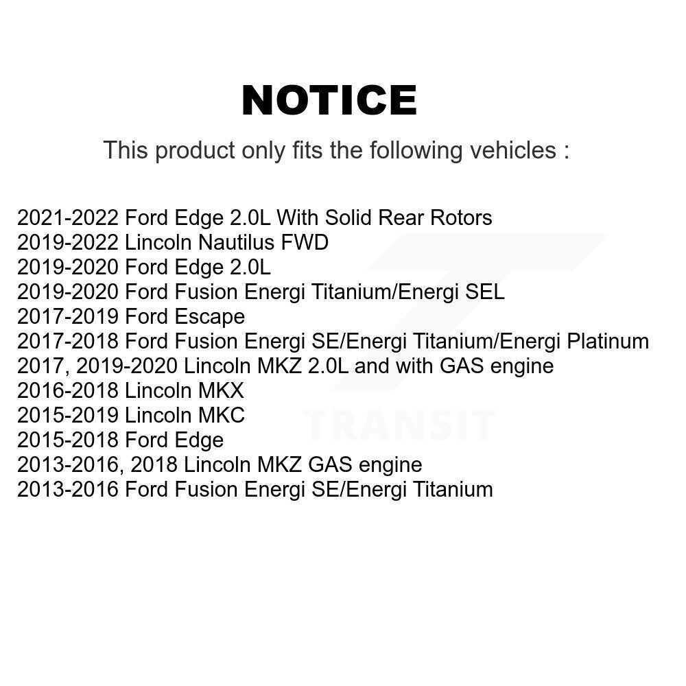 Brake Caliper Rear Kit For Ford Escape Edge Fusion Lincoln MKC MKX Nautilus MKZ
