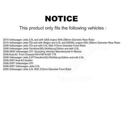 Brake Caliper Left Right Front Rear Kit For Volkswagen Jetta GTI Audi A3 Quattro