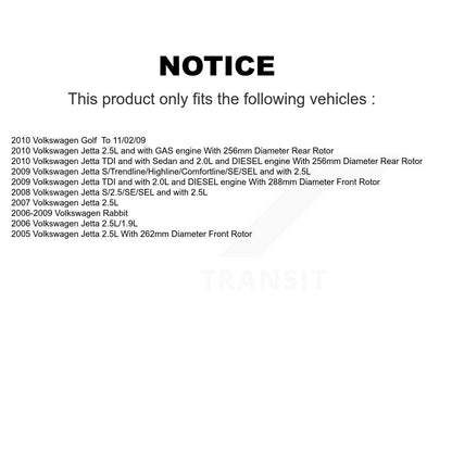 Brake Caliper Left Right Side Front Rear Kit For Volkswagen Jetta Rabbit Golf