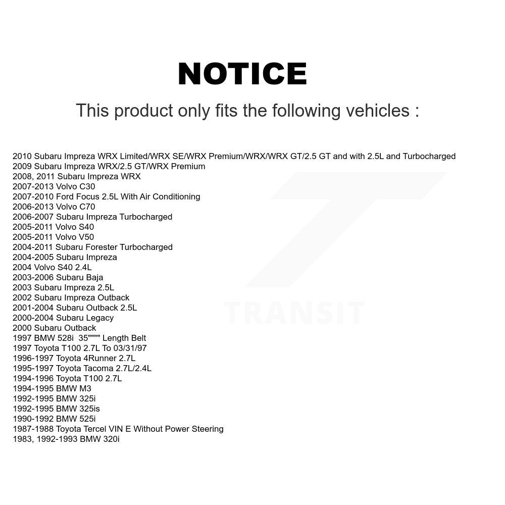Serpentine Belt KBR-5050350 For Subaru Ford Focus Impreza Forester Volvo S40 C30