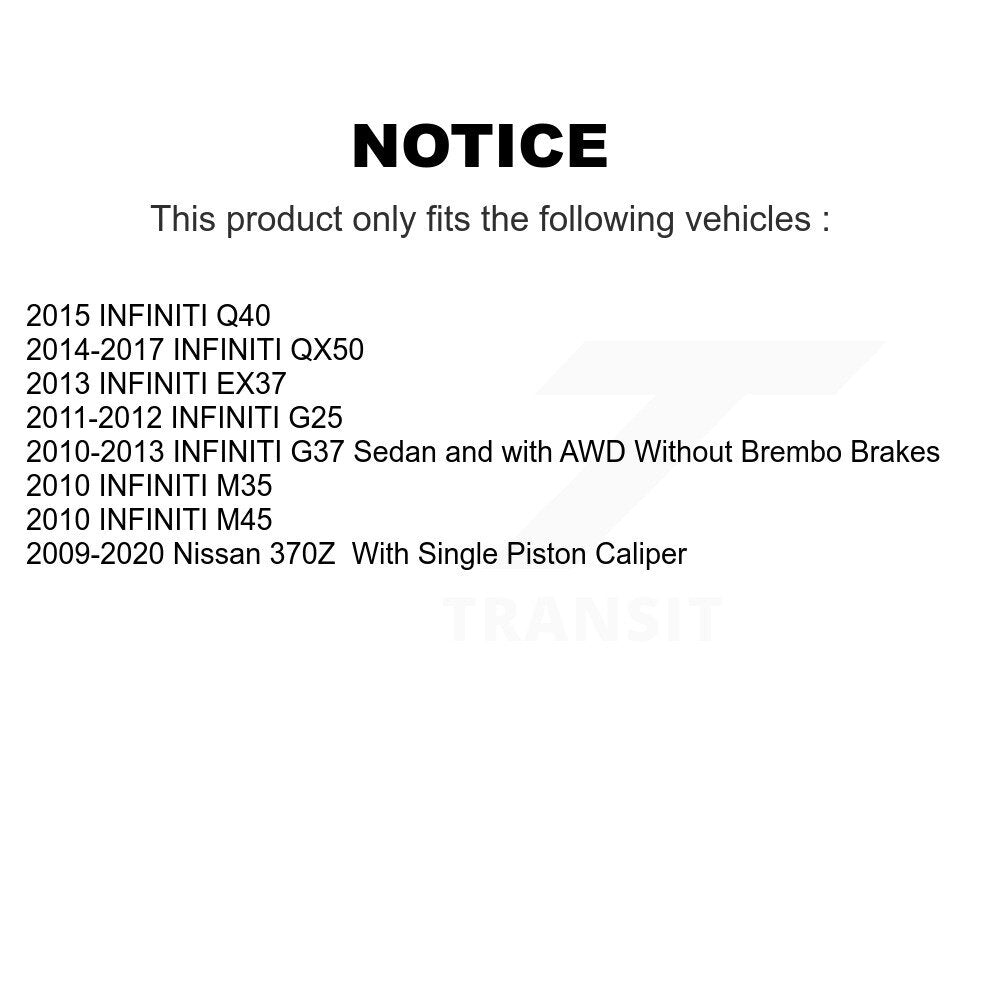 Brake Caliper Coat Rotors Ceramic Pad Rear Kit For INFINITI G37 QX50 Nissan 370Z