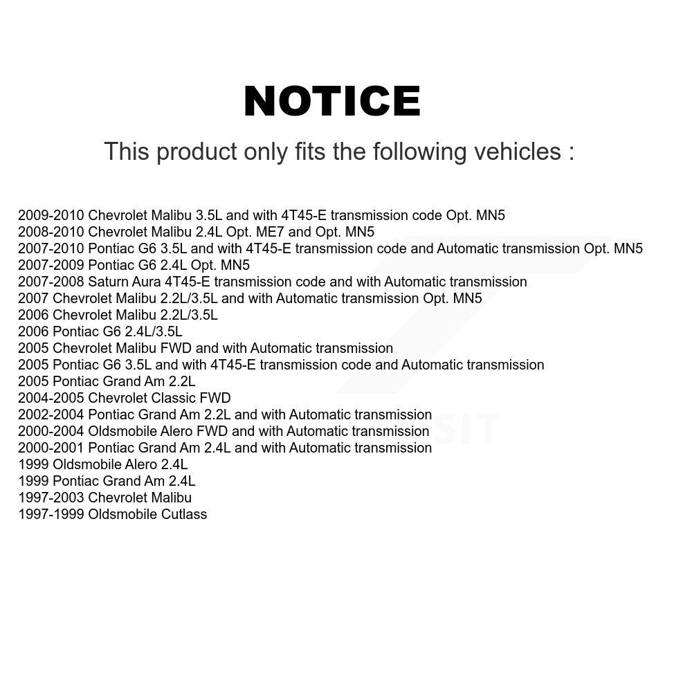 CV Axle Shaft Front Kit For Chevrolet Malibu Pontiac G6 Grand Am Oldsmobile Aura