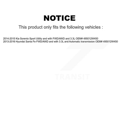 CV Axle Drive Shaft Complete Assembly Front Kit For Kia Sorento Hyundai Santa Fe
