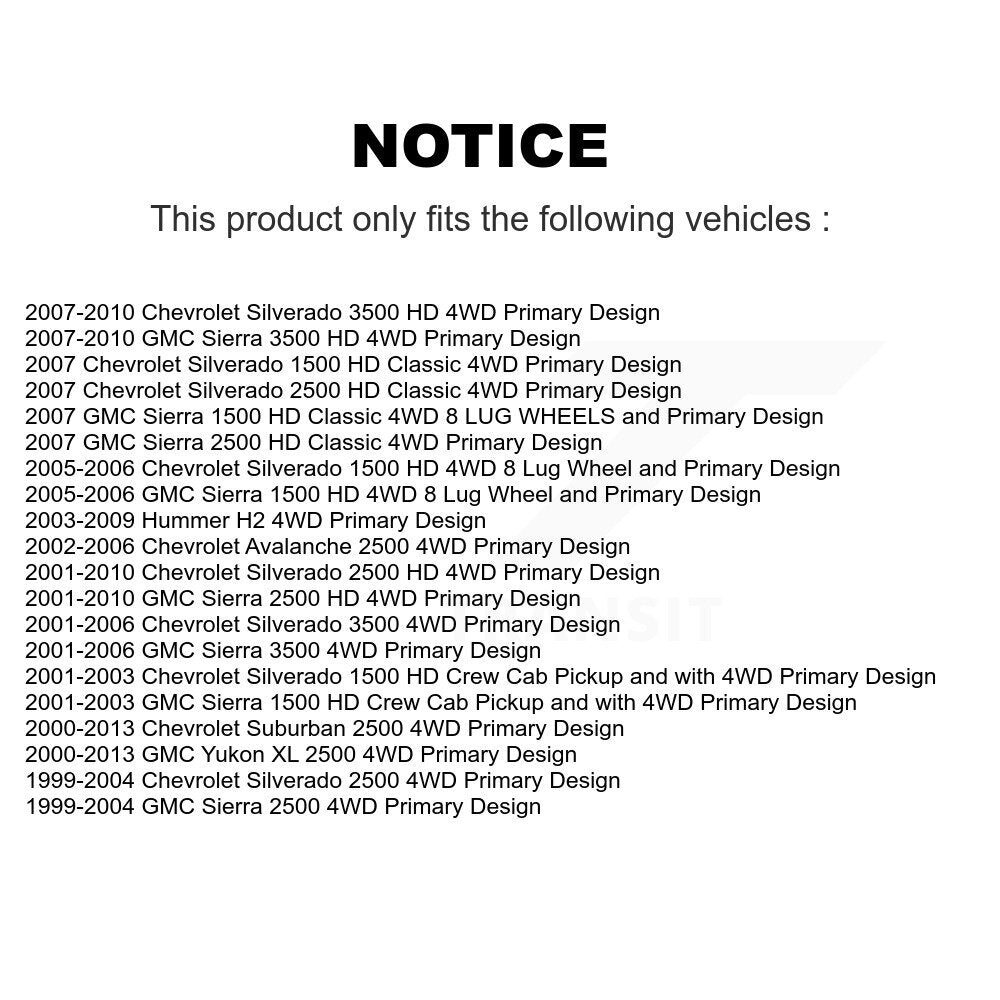 CV Axle Shaft Front Kit For Chevrolet GMC Sierra 2500 HD Silverado 3500 Classic