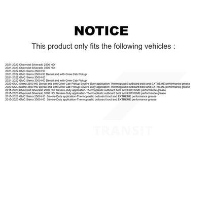 CV Axle Drive Shaft Front Kit For Chevrolet GMC Silverado 2500 HD Sierra 3500