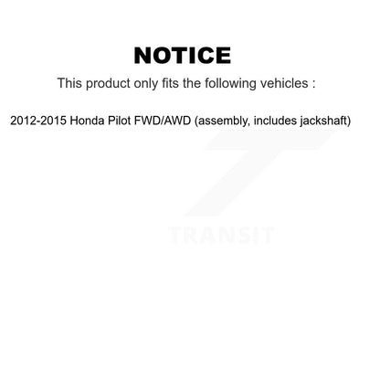 CV Axle Shaft Front Kit For 2012-2015 Honda Pilot (assembly includes jackshaft)