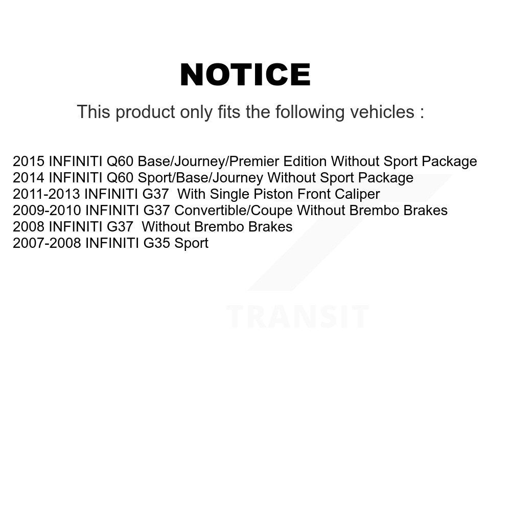 Ceramic Brake Pad Front Rear Kit For INFINITI G35 Q60 With Single Piston Caliper