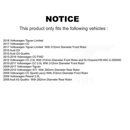 Drilled Slot Brake Rotor Front Rear Kit For Volkswagen Tiguan CC Audi Q3 Quattro