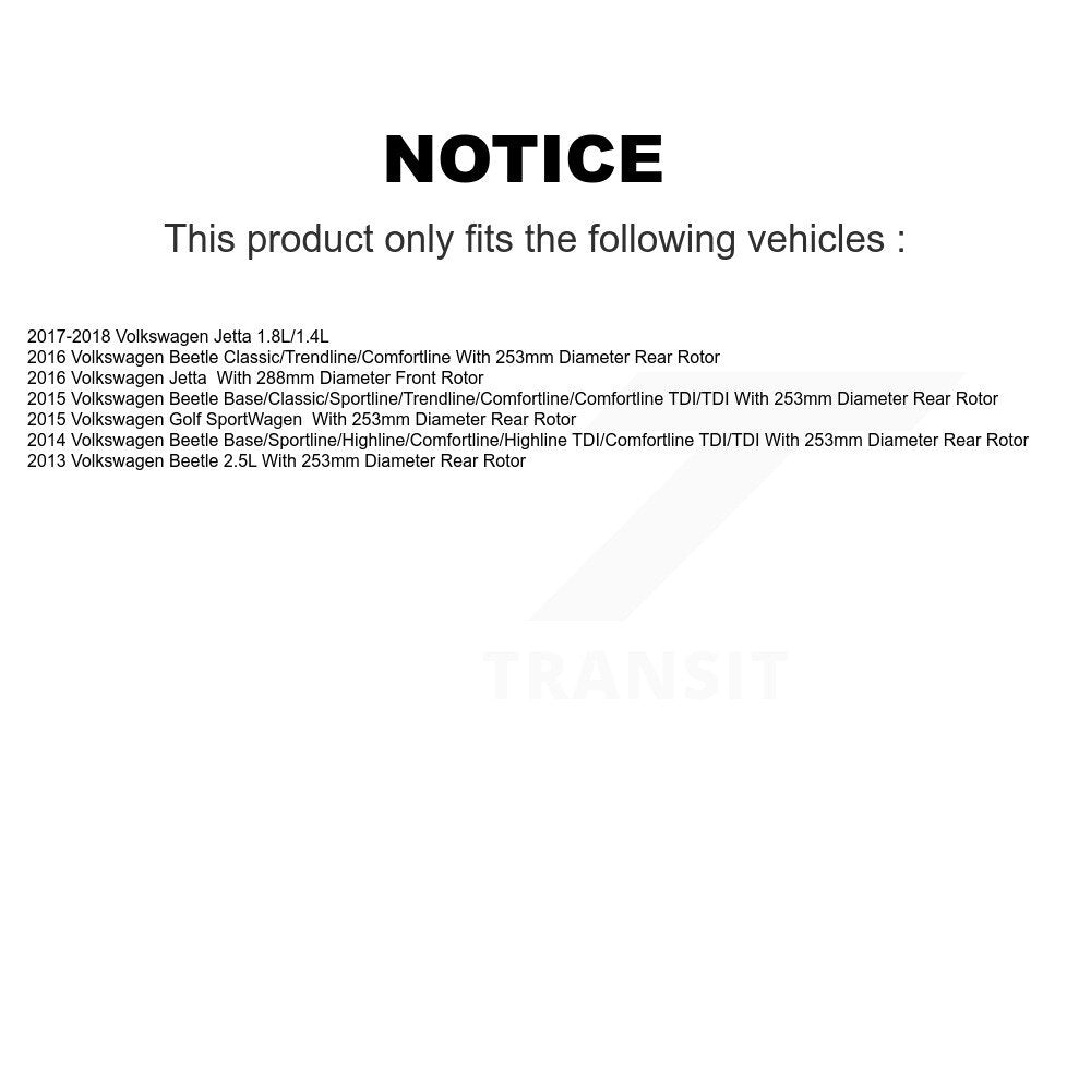 Coat Drill Slot Disc Brake Rotor Front Rear Kit For Volkswagen Jetta Beetle Golf
