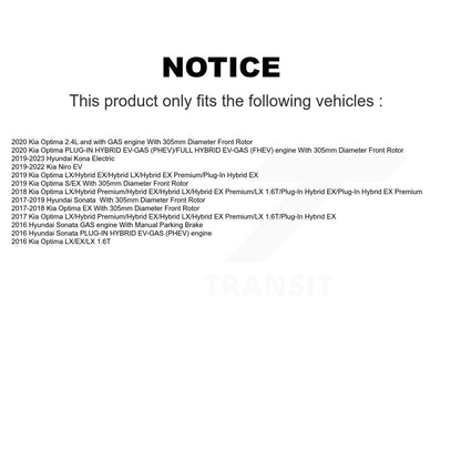 Drill Slot Brake Rotor Ceramic Pad Front Kit For Hyundai Sonata Kona Electric EV