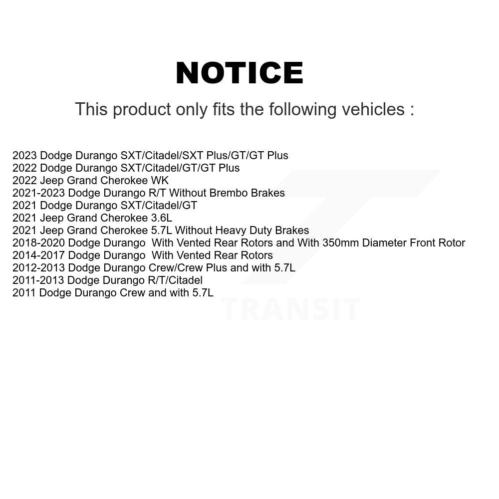 Drilled Slot Brake Rotor & Ceramic Pad Front Rear Kit For Jeep Grand Cherokee WK