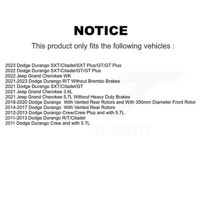 Drilled Slot Brake Rotor & Ceramic Pad Front Rear Kit For Jeep Grand Cherokee WK