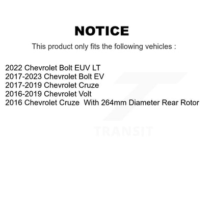 Drilled Slot Brake Rotors Ceramic Pad Front Rear Kit For Chevrolet Cruze Bolt EV