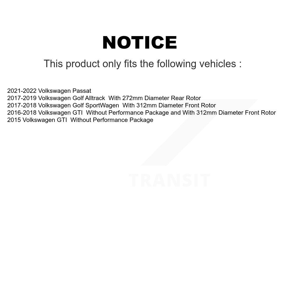 Drill Slot Brake Rotor Ceramic Pad Front Rear Kit For Volkswagen Golf SportWagen