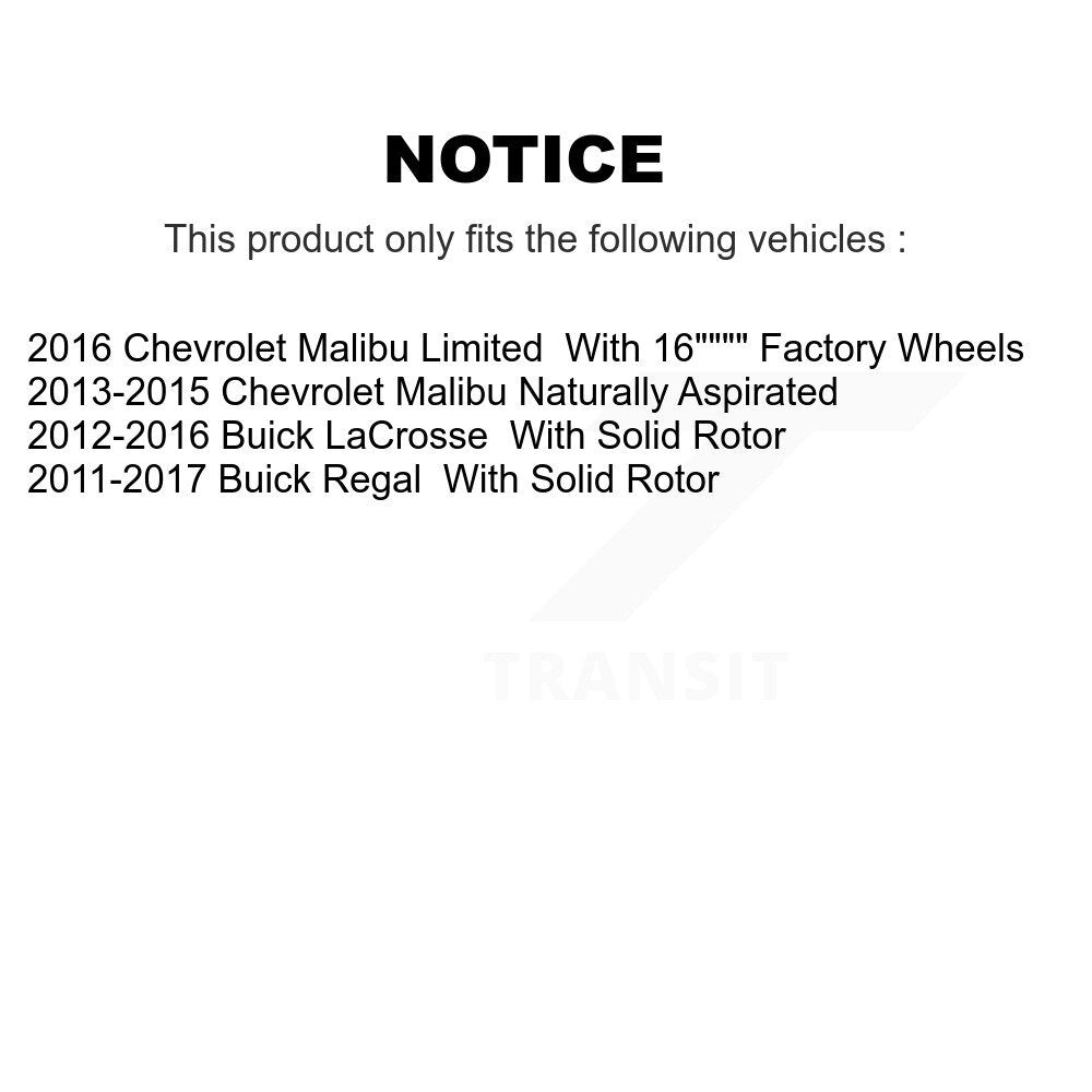 Drilled Slot Brake Rotor & Ceramic Pad Rear Kit For Chevrolet Malibu Buick Regal