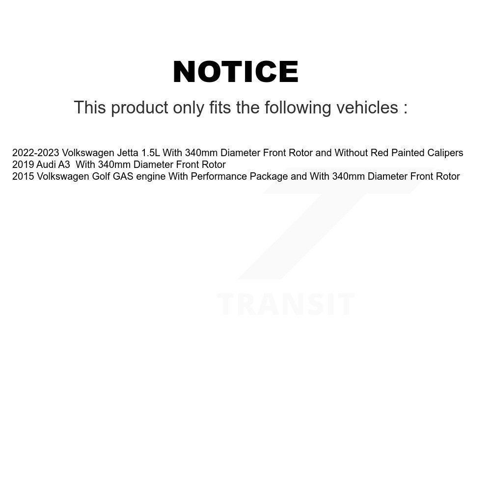Drilled Slot Brake Rotor Semi-Metallic Pad Front Kit For Volkswagen Golf Audi A3