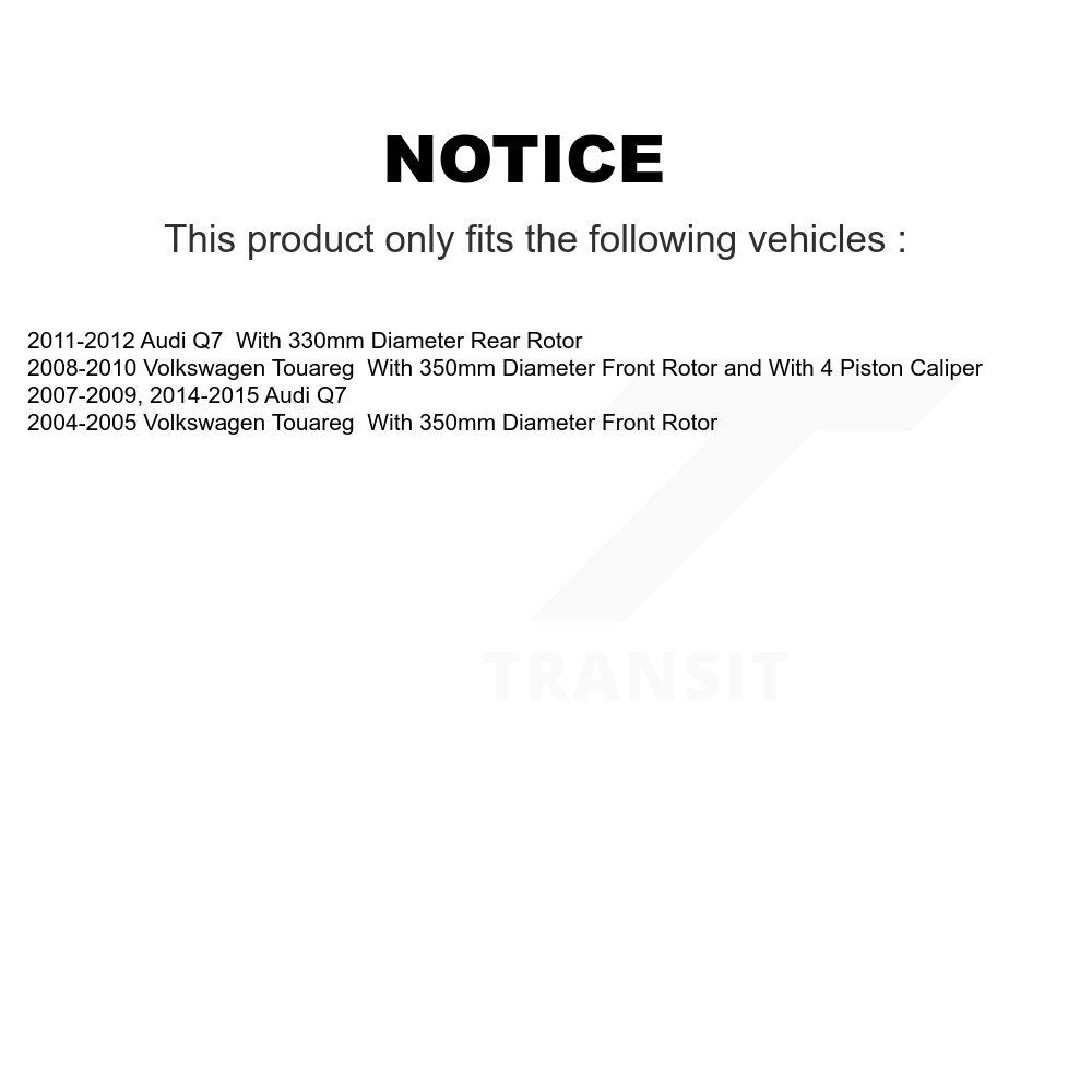 Disc Brake Rotor & Semi-Metallic Pad Front Rear Kit (6Pc) For Audi Q7 Volkswagen