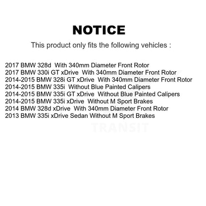 Drilled Slot Disc Brake Rotor Semi-Metallic Pad Front Kit For BMW 335i xDrive GT
