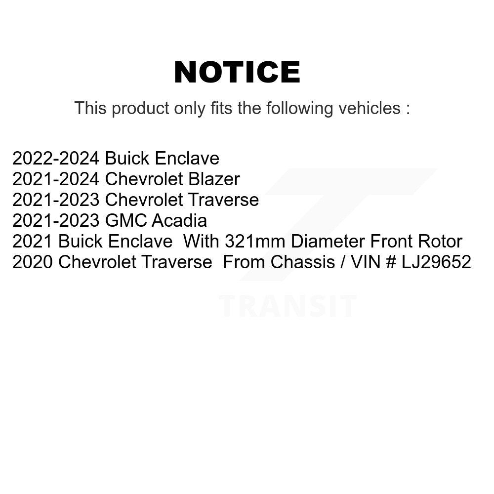 Drill Slot Brake Rotor Semi-Metallic Pad Front Kit For Chevrolet Traverse Blazer