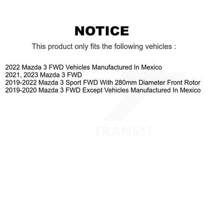 Drilled Slot Disc Brake Rotor & Ceramic Pad Front Rear Kit For Mazda 3 Sport FWD