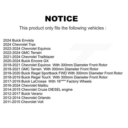 Coat Brake Rotor Front Pair For Chevrolet Equinox GMC Terrain Buick Cruze Malibu